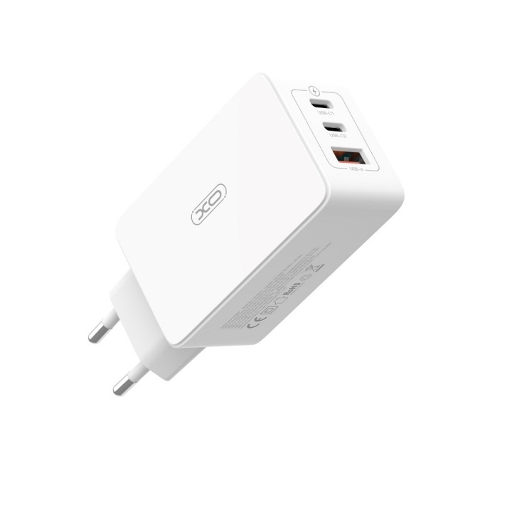 XO väggladdare CE13 PD QC 3.0 65W 1x USB 2x USB-C vit i gruppen SMARTPHONES & TABLETS / Opladere og kabler / Vægoplader / Væg oplader Type C hos TP E-commerce Nordic AB (C79276)