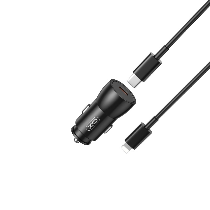 XO billaddare CC57 PD 25W 1x USB-C svart + USB-C - Lightning-kabel i gruppen SMARTPHONES & TABLETS / Opladere og kabler / Bilopladere hos TP E-commerce Nordic AB (C79285)