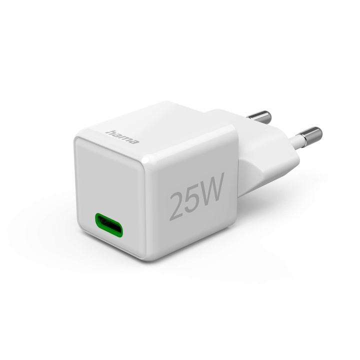 Hama Mini Hurtigoplader USB-C PD 25W Hvid i gruppen SMARTPHONES & TABLETS / Opladere og kabler / Vægoplader / Vægoplader USB hos TP E-commerce Nordic AB (C79415)