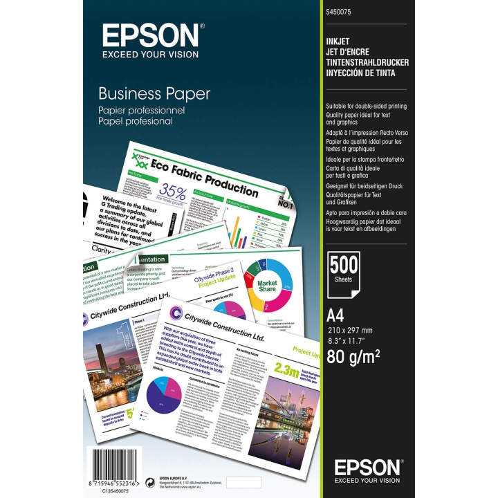 Epson A4 Business Paper 80gsm 500 sheets i gruppen HJEM, HUS & HAVE / Kontorartikler / Papir & Blokke hos TP E-commerce Nordic AB (C79452)