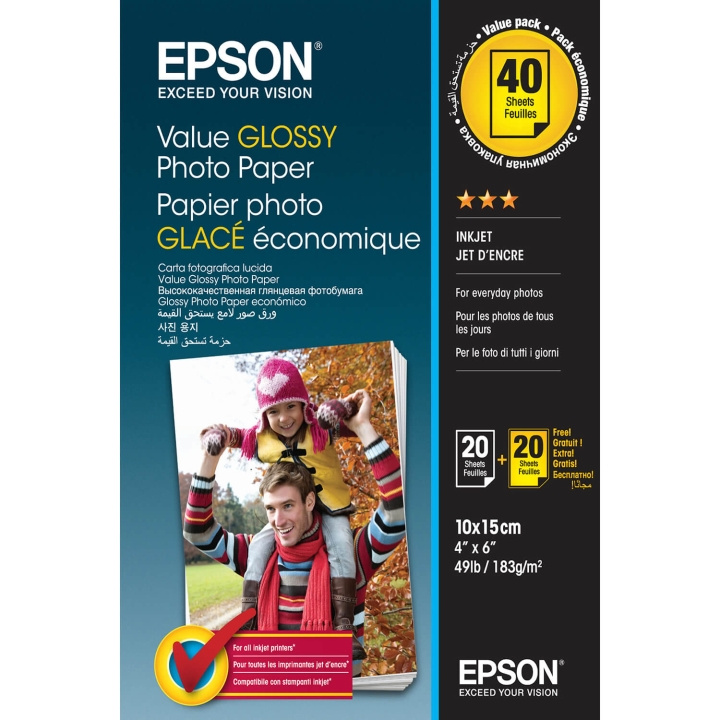 Epson Value Glossy Photo Papir 10x15cm - 2x 20 Ark i gruppen HJEM, HUS & HAVE / Kontorartikler / Papir & Blokke hos TP E-commerce Nordic AB (C79454)