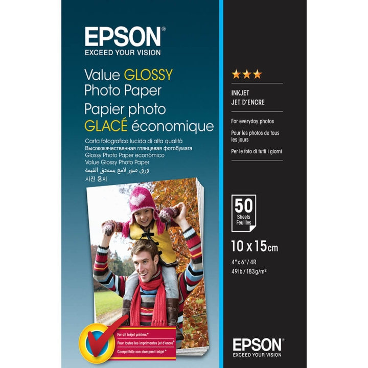 Epson Value Glossy Photo Papir 10x15cm - 50 Ark i gruppen HJEM, HUS & HAVE / Kontorartikler / Papir & Blokke hos TP E-commerce Nordic AB (C79456)