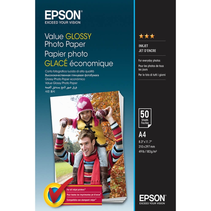 Epson Value Glossy Photo Papir A4 - 50 Ark i gruppen HJEMMEELEKTRONIK / Foto og video / Fotografi udstyr / Andet hos TP E-commerce Nordic AB (C79458)