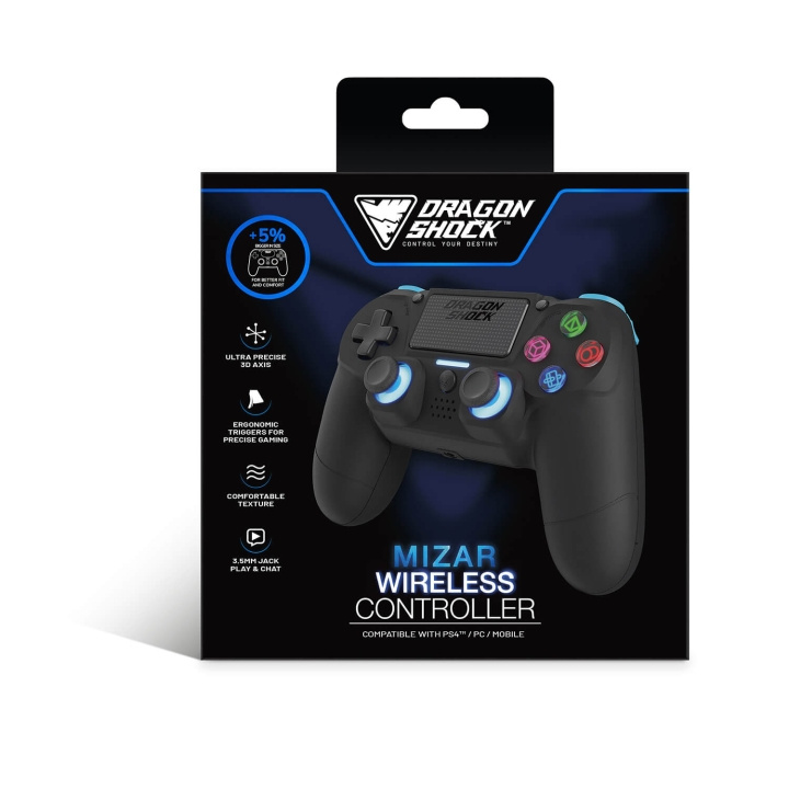 DragonShock Trådløs Controller Mizar til PS4 Sort i gruppen HJEMMEELEKTRONIK / Spilkonsoller og tilbehør / Sony PlayStation 4 / Tilbehør hos TP E-commerce Nordic AB (C79476)