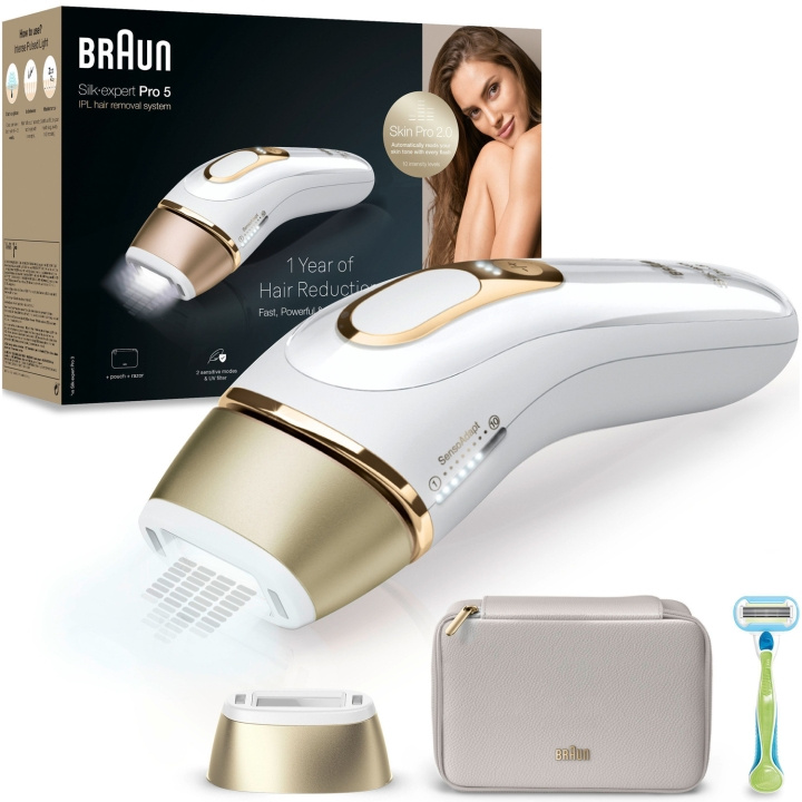 Braun IPL Silk-expert Pro 5 PL5052 White/Gold i gruppen SKØNHED & HELSE / Hår og styling / Hårfjerning / IPL og Laser hos TP E-commerce Nordic AB (C79526)