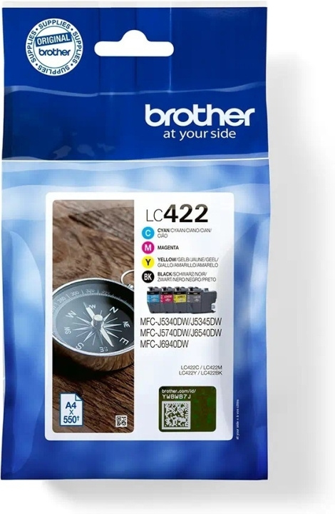 Brother LC422VALDR blækpatronpakke, 4 farver i gruppen COMPUTERTILBEHØR / Printere og tilbehør / Blæk og toner / Blækpatroner / Brother hos TP E-commerce Nordic AB (C80317)