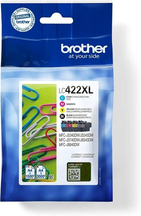 Brother LC422XLVALDR blækpatronpakke, 4 farver i gruppen COMPUTERTILBEHØR / Printere og tilbehør / Blæk og toner / Blækpatroner / Brother hos TP E-commerce Nordic AB (C80318)