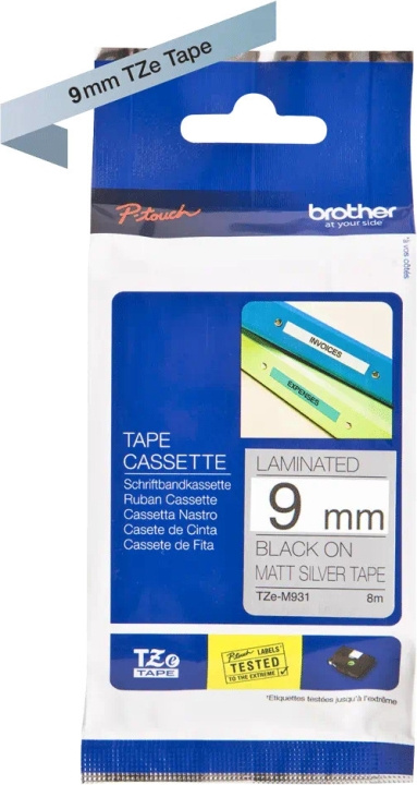 Brother TZe-M921 klæbende tape, 9 mm x 8 m, sort med sølvbaggrund i gruppen COMPUTERTILBEHØR / Printere og tilbehør / Printere / Labelmaskiner og tilbehør / Tape hos TP E-commerce Nordic AB (C80365)