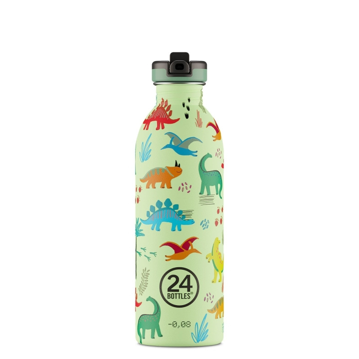 24Bottles - Kids Collection - Urban Bottle 500 ml m. sportslåg - Jurassic Friends (24B937) i gruppen SPORT, FRITID & HOBBY / Friluftsliv / Termokander & vandflasker hos TP E-commerce Nordic AB (C80740)