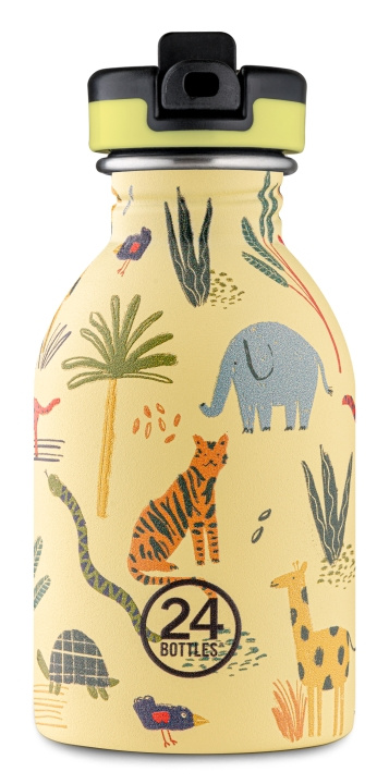 24Bottles - Kids Collection - Urban Bottle 250 ml m. sportslåg - Jungle Friends (24B933) i gruppen SPORT, FRITID & HOBBY / Friluftsliv / Termokander & vandflasker hos TP E-commerce Nordic AB (C80741)