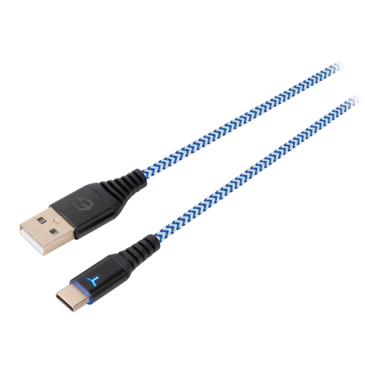 EgoGear Kabel SCH10 Hvid/Blå Type-C 3m flettet til PS5 i gruppen HJEMMEELEKTRONIK / Spilkonsoller og tilbehør / Sony PlayStation 5 hos TP E-commerce Nordic AB (C81325)