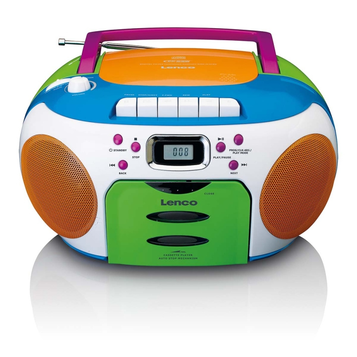 Lenco Bærbar radio med cd og kassette Kids Multi Colour i gruppen HJEMMEELEKTRONIK / Lyd & billede / Hjemmebiograf, HiFi & Bærbar / Radio og vækkeure / Radio hos TP E-commerce Nordic AB (C81439)