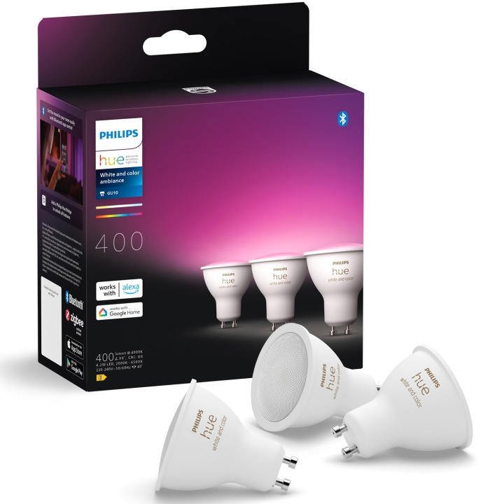 Philips Hue White and Color Ambiance GU10 400lm 3-pack i gruppen HJEMMEELEKTRONIK / Lys / LED lamper hos TP E-commerce Nordic AB (C81445)