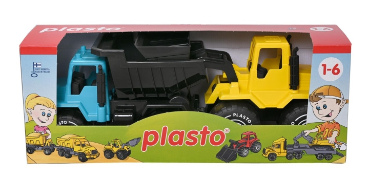 Plasto Turkos Lastbil og Gul Dumper, 30 cm i gruppen LEGETØJ, BØRN & BABY / Udeleg & Sport / Have legetøj hos TP E-commerce Nordic AB (C81860)