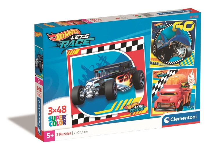 Clementoni 3x48 brikker Puslespil Børn Hotwheels i gruppen LEGETØJ, BØRN & BABY / Legetøj / Puslespil hos TP E-commerce Nordic AB (C82215)