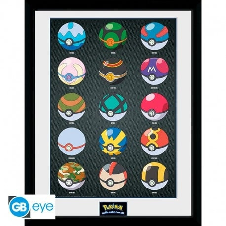 Abysse POKEMON - Indrammet print Pokeballs (30x40) i gruppen SPORT, FRITID & HOBBY / Sjove gadgets / Sjove gadgets hos TP E-commerce Nordic AB (C82552)