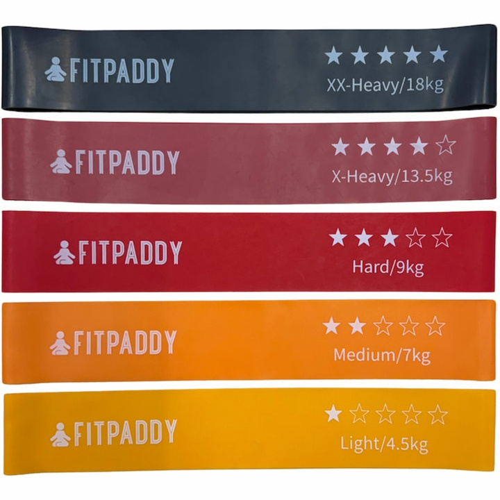 Fitpaddy Elastiska Band Set 5st i gruppen SPORT, FRITID & HOBBY / Træningsredskaber / Træningstilbehør hos TP E-commerce Nordic AB (C82832)