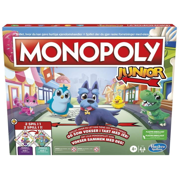 Hasbro Monopoly Junior 2 spil i 1 (DK/NO) i gruppen LEGETØJ, BØRN & BABY / Legetøj / Brætspil hos TP E-commerce Nordic AB (C83300)