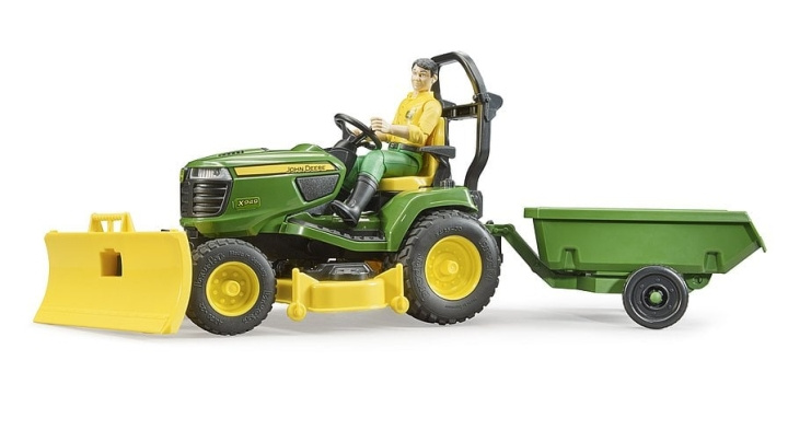 Bruder BWorld John Deere plænetraktor med anhænger og gartner (62104) i gruppen LEGETØJ, BØRN & BABY / Legetøj / Legetøj hos TP E-commerce Nordic AB (C83607)