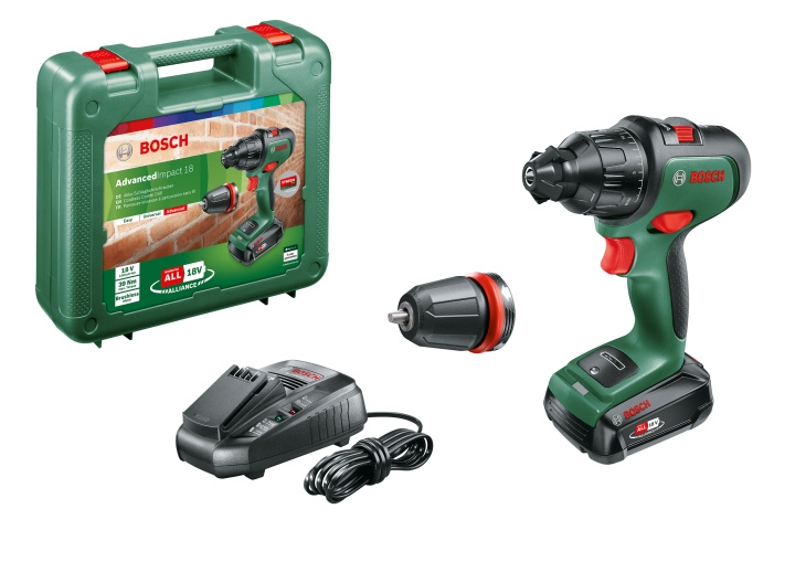 Bosch Akku slagboremaskine Advanced 18 W (inkl. batteri og oplader) i gruppen HJEM, HUS & HAVE / Værktøj / Boremaskiner hos TP E-commerce Nordic AB (C84035)