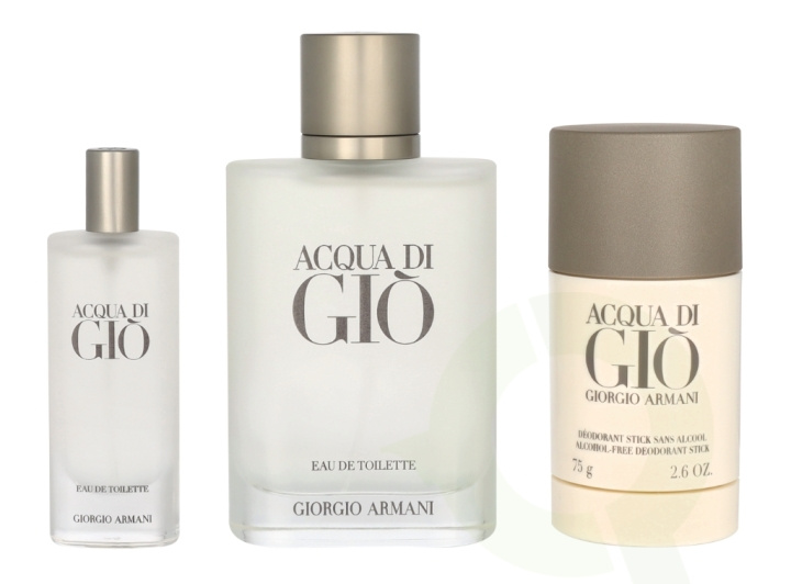 Armani Acqua Di Gio Pour Homme Giftset 190 ml Edt Spray 100ml/Edt Spray 15ml/Deodorant Stick 75g i gruppen SKØNHED & HELSE / Gaveæske / Gaveæske til ham hos TP E-commerce Nordic AB (C84469)