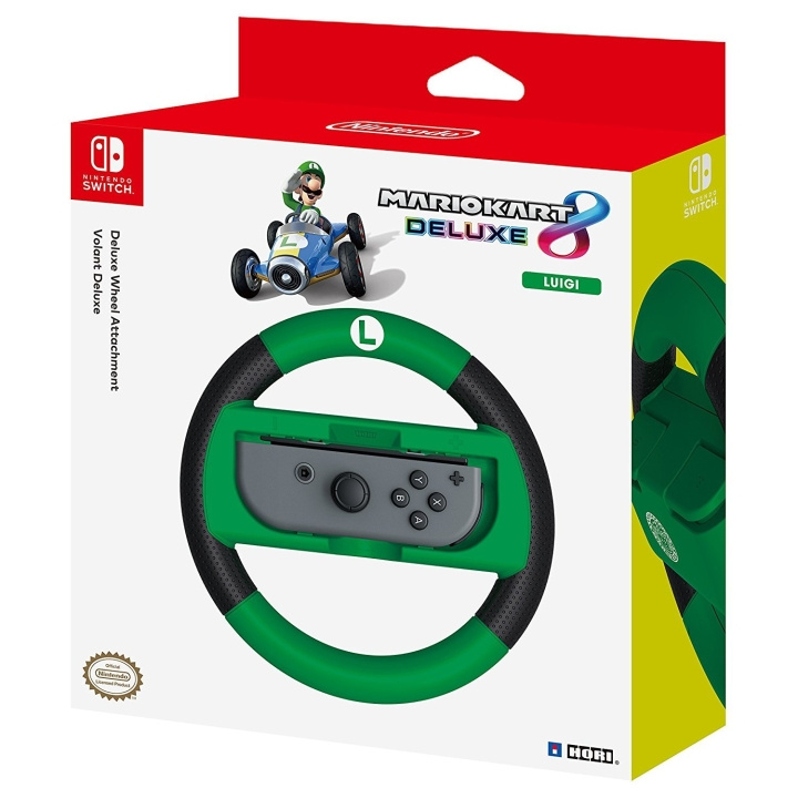 Hori Mario Kart 8 Deluxe - Racing Wheel Controller (Luigi) i gruppen HJEMMEELEKTRONIK / Spilkonsoller og tilbehør / Nintendo Switch / Tilbehør hos TP E-commerce Nordic AB (C84564)