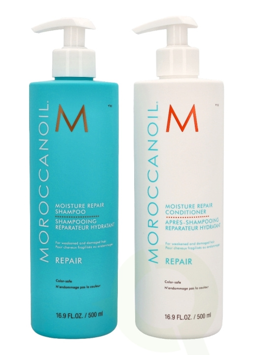 Moroccanoil Moisture Repair Shampoo & Conditioner Set 1000 ml Shampoo 500ml/Conditioner 500ml i gruppen SKØNHED & HELSE / Hår og styling / Hårpleje / Shampoo hos TP E-commerce Nordic AB (C85134)