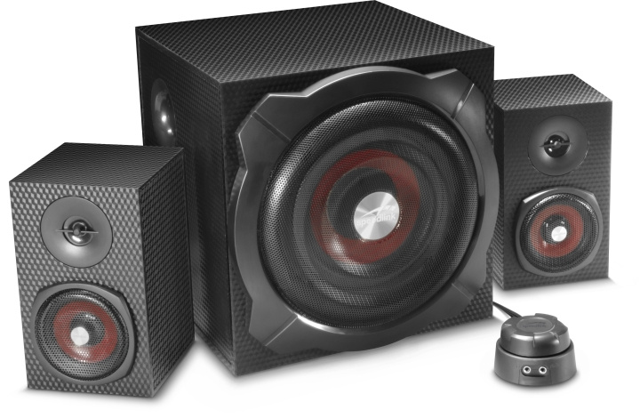 Speedlink GRAVITY CARBON 2.1 subwoofer-system, sort i gruppen COMPUTERTILBEHØR / Computer Tilbehør / Højttalere hos TP E-commerce Nordic AB (C85354)