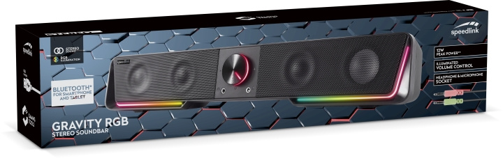 Speedlink GRAVITY RGB Stereo Soundbar, sort i gruppen HJEMMEELEKTRONIK / Lyd & billede / Hjemmebiograf, HiFi & Bærbar / Sound Bars hos TP E-commerce Nordic AB (C85513)