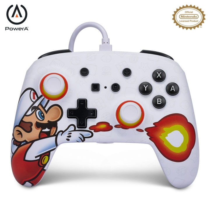 PowerA Enhanced Wired Controller til Nintendo Switch - Fireball Mario i gruppen HJEMMEELEKTRONIK / Spilkonsoller og tilbehør / Nintendo Switch hos TP E-commerce Nordic AB (C85692)