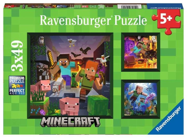 Ravensburger Minecraft Biomes 3x49p - (10105621) i gruppen LEGETØJ, BØRN & BABY / Legetøj / Puslespil hos TP E-commerce Nordic AB (C85696)