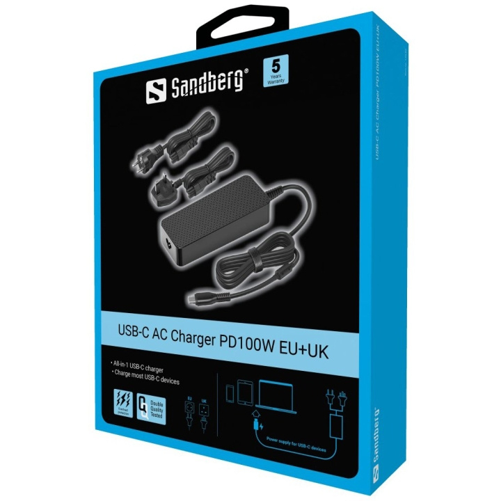 Sandberg USB-C AC-oplader PD100W EU+UK i gruppen COMPUTERTILBEHØR / Kabler og adaptere / USB / USB-C hos TP E-commerce Nordic AB (C85948)