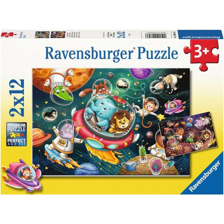 Ravensburger Puslespil med dyr i rummet 2x12p i gruppen LEGETØJ, BØRN & BABY / Legetøj / Puslespil hos TP E-commerce Nordic AB (C86135)