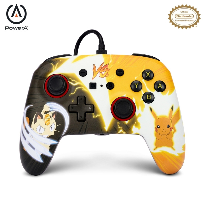 PowerA Enhanced Wired Controller - Nintendo Switch - Pikachu vs. Meowth i gruppen HJEMMEELEKTRONIK / Spilkonsoller og tilbehør / Nintendo Switch hos TP E-commerce Nordic AB (C86202)