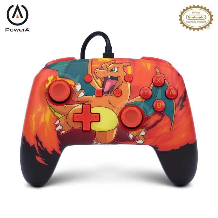 PowerA Enhanced Wired Controller - Nintendo Switch - Charizard Vortex i gruppen HJEMMEELEKTRONIK / Spilkonsoller og tilbehør / Nintendo Switch hos TP E-commerce Nordic AB (C86203)