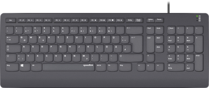 Speedlink HI-GENIC Antibakterielt tastatur, sort - DE Layout i gruppen COMPUTERTILBEHØR / Mus og tastatur / Tastatur / Med ledning hos TP E-commerce Nordic AB (C86246)