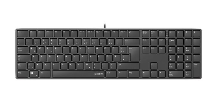 Speedlink RIVA Slim Metal Scissor Keyboard, sort - DE Layout i gruppen COMPUTERTILBEHØR / Mus og tastatur / Tastatur / Med ledning hos TP E-commerce Nordic AB (C86247)