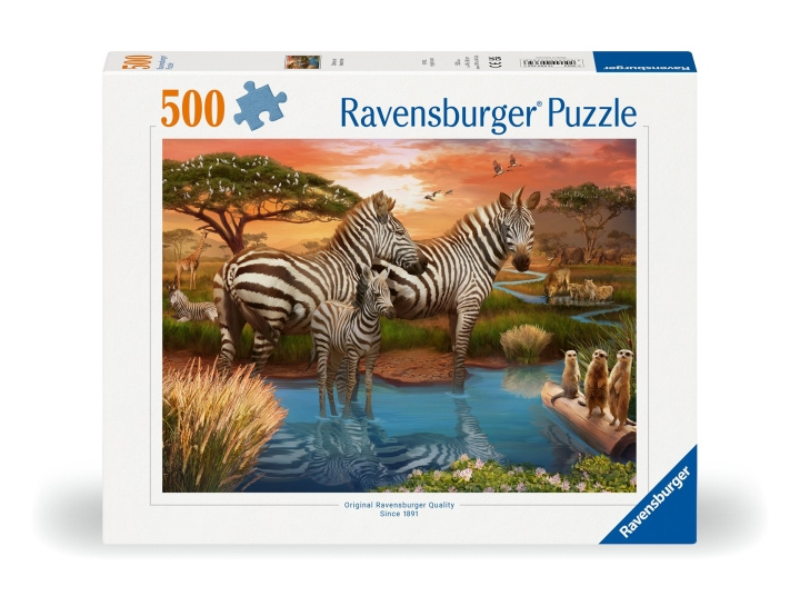 Ravensburger Puslespil med zebraer i solnedgang 500p (12000365) i gruppen LEGETØJ, BØRN & BABY / Legetøj / Puslespil hos TP E-commerce Nordic AB (C86447)