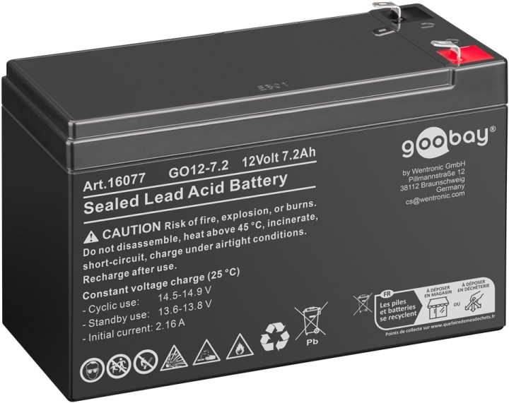 Goobay GO12-7.2 (7200 mAh, 12 V) Faston (4,8 mm) Blybatteri, BattVO i gruppen HJEMMEELEKTRONIK / Batterier og opladere / Batterier / Andet hos TP E-commerce Nordic AB (C86830)