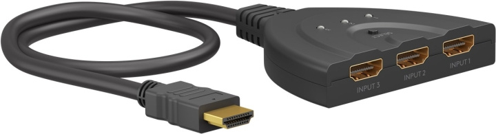 Goobay Manuell HDMI™-omkopplare 3 till 1 (4K @ 30 Hz) för att växla mellan 3x HDMI™-enheter som är anslutna till 1x HDMI™-skärm i gruppen COMPUTERTILBEHØR / Kabler og adaptere / HDMI / VGA / DVI switche hos TP E-commerce Nordic AB (C86862)