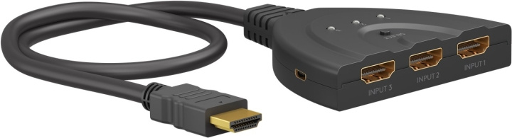 Goobay Manuell HDMI™-omkopplare 3 till 1 (4K @ 60 Hz) för att växla mellan 3x HDMI™-enheter som är anslutna till 1x HDMI™-skärm i gruppen COMPUTERTILBEHØR / Kabler og adaptere / HDMI / VGA / DVI switche hos TP E-commerce Nordic AB (C86863)