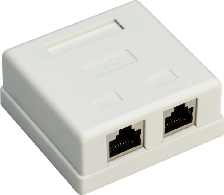 Goobay 2-port RJ45-kopplingsdosa, CAT 6, STP, vit skärmad i gruppen HJEM, HUS & HAVE / Elektricitet & Belysning / Netværksadaptere hos TP E-commerce Nordic AB (C86923)