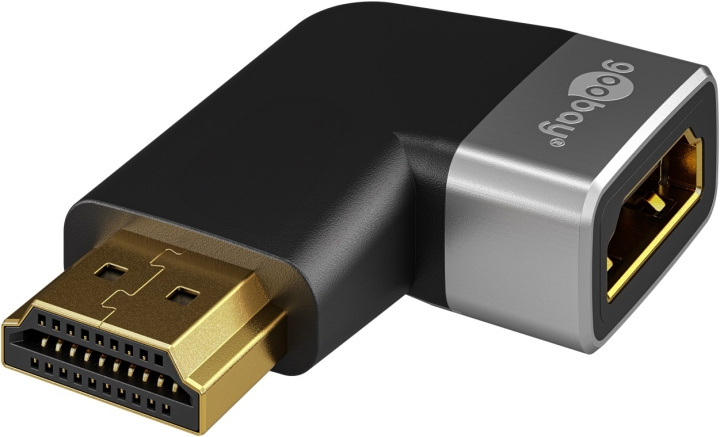 Goobay HDMI™ vinkeladapter 270° horisontal, 8K @ 60 Hz, guldpläterad HDMI™-uttag (typ A) > HDMI™ kontakt (typ A) 270 ° i gruppen HJEMMEELEKTRONIK / Kabler og adaptere / HDMI / Adaptere hos TP E-commerce Nordic AB (C86972)