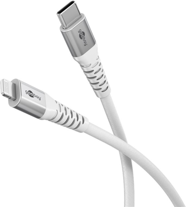 Goobay Lightning-USB-C™ supersoft textilkabel med metallkontakter, 0,5 m, vit MFi-certifierad, elegant och extra robust laddnings- och synkroniseringskabel för Apple iPhone/iPad (vit) i gruppen SMARTPHONES & TABLETS / Opladere og kabler / Kabler / Kabler Lightning hos TP E-commerce Nordic AB (C87039)