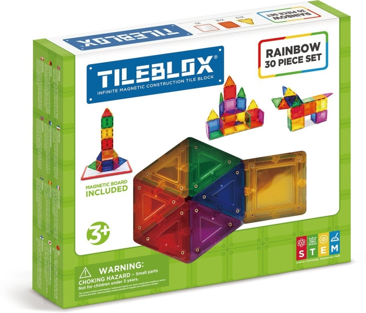 Tileblox Regnbue - 30 stk. m/magnetplade (3202) i gruppen LEGETØJ, BØRN & BABY / Legetøj / Bygge legesager / Klodser hos TP E-commerce Nordic AB (C87069)