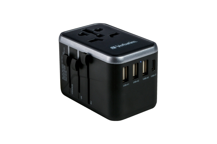 Verbatim Universal rejseadapter UTA-04 PD61W/QC / 3xUSB / 2xType-C i gruppen HJEM, HUS & HAVE / Elektricitet & Belysning / Rejseadaptere hos TP E-commerce Nordic AB (C87325)