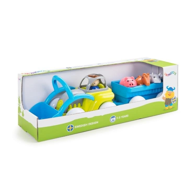 Viking Toys Traktor med anhænger, mand og 3 dyr (130038) i gruppen LEGETØJ, BØRN & BABY / Legetøj / Legetøjsbiler hos TP E-commerce Nordic AB (C87328)