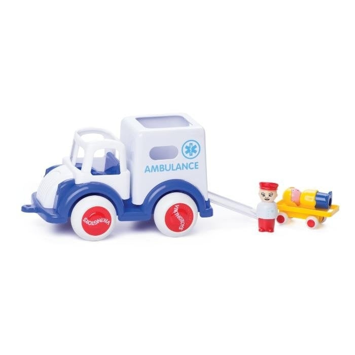 Viking Toys Jumbo-ambulance med 2 personer + 1 båre (130005) i gruppen LEGETØJ, BØRN & BABY / Legetøj / Legetøjsbiler hos TP E-commerce Nordic AB (C87329)