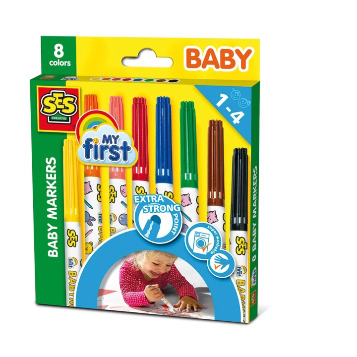 SES Creative Babymarkører, 8 farver - (S00299) i gruppen LEGETØJ, BØRN & BABY / Legetøj / Tegne og tælle hos TP E-commerce Nordic AB (C87538)