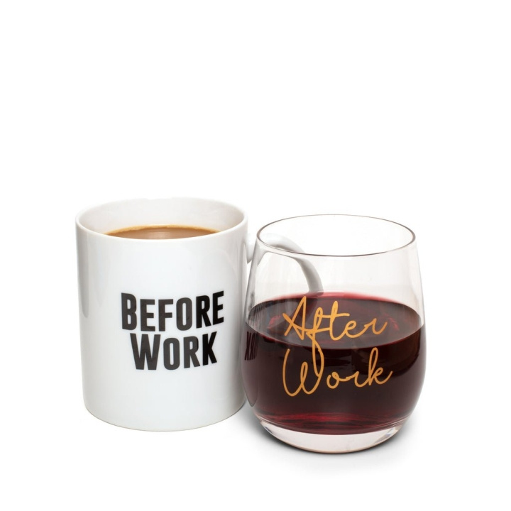 ThumbsUp Before Work, After Work Mug & Wine Mug & Glass Set i gruppen SPORT, FRITID & HOBBY / Sjove gadgets / Krus hos TP E-commerce Nordic AB (C87625)